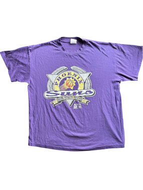 Men's Vintage Phoenix Suns NBA Graphic T-Shirt XL Purple Yellow